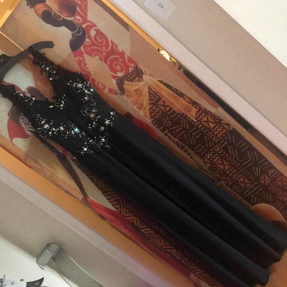 jovani long black sequin dress 👗